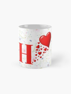 bhaskar digital studio Letter H alphabet Gift for couple coffee mug Ceramic Coffee Mug(350 ml)