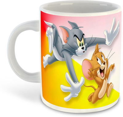 Daddy dream NEW-Tom&JerryPrinted-1852 Ceramic Coffee Mug(325 ml, Pack of 4)
