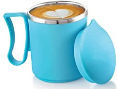 Saule Beautiful Plastic Coffee Tea & Coffee Cup with Lid Stainless Steel Stainless Steel Coffee Mug(300 ml)