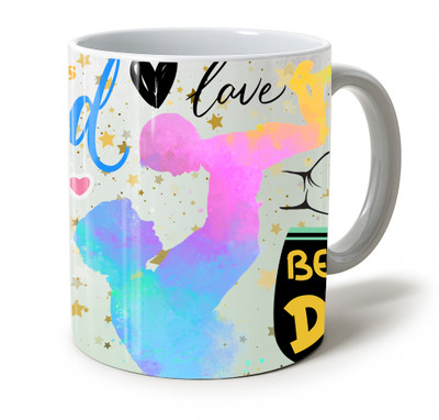 Vihaan Fashions Father's Day Mustache Design Affirmation Printed Ceramic Coffee Mug(350 ml)