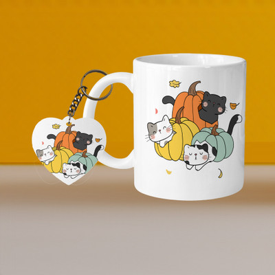 VM SHOPPING MALL VM Big Flower Full L-H Ceramic Coffee Mug(320 ml, Pack of 2)