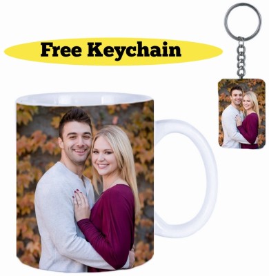 Mahakaal printed mug with keychain Ceramic Coffee Mug(300 ml)