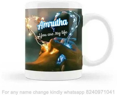 GNS Romantic Gift for Amrutha Love theme Message 101 Ceramic Coffee Mug(325 ml)