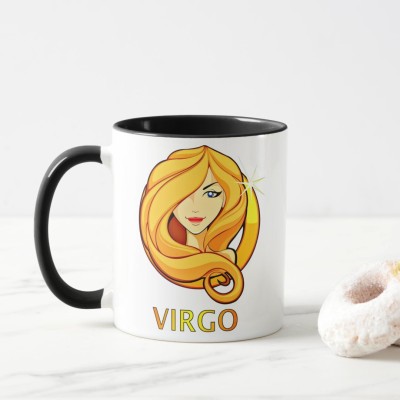 Freshkrafts Zodiac Virgo/Kanya Sign Logo Printed Tea & Coffee Cup/Gift for Loved Ones Ceramic Coffee Mug(325 ml)