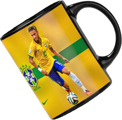 CHARMING Neymar Jr. Black Printed Ceramic Coffee Ceramic Coffee Mug(330 ml)