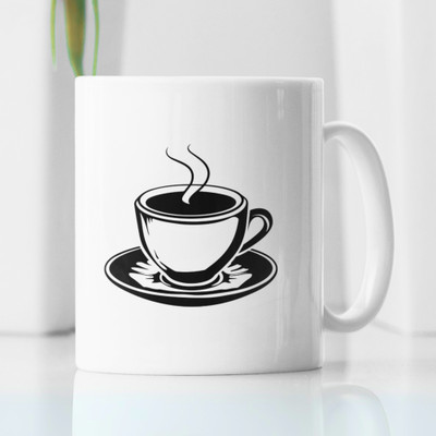 CIC CUSTOMINK CREATIONS Coffee With Coffee Logo 2 Ceramic Coffee Mug(350 ml)
