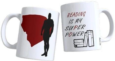 Get Fatang Reading is My Super Power Printed Ceramic Coffee Mug(350 ml)