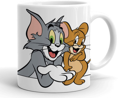 Cheeksy Tom And Jerry Printed Ceramic Coffee Mug(330 ml)