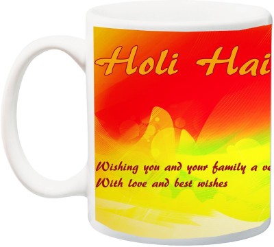 ME&YOU Gift for Holi;Wishing you and your family a very bright colorful 3D holy hai color Printed Ceramic Coffee Mug(325 ml)