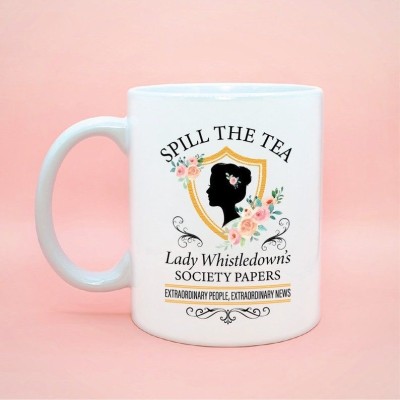 craft maniacs BRIDGERTON LADY WHISTLEDOWN PAPER ART 330 ML WHITE MUG Ceramic Coffee Mug(330 ml)