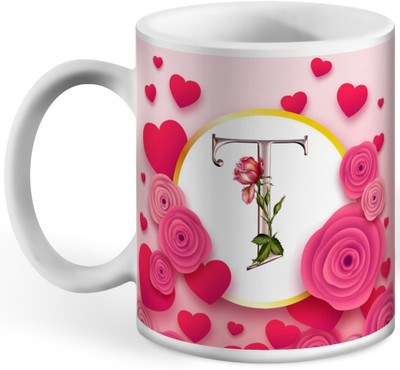RB Point Letter T Name Alphabet Printed for coffee, tea 325ml Ceramic Coffee Mug(300 ml)