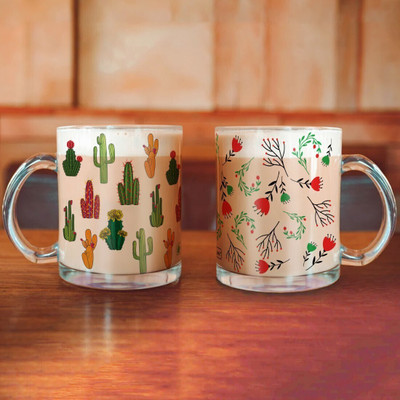 Indigifts Glass Coffee Set of 2, Printed Coffee For Gift_I-TMUGLTP02RO11-GENI22012 Glass Coffee Mug(325 ml, Pack of 2)