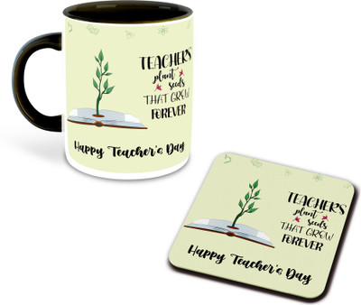FLEXERSTYLE NEW2025-Teachers Day Printed Black Coffee With Coaster- D22 Ceramic Coffee Mug(325 ml)