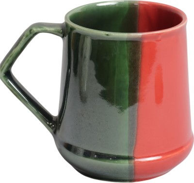 Saras Aajeevika KHURJA POTTERY MILK/COFFEE MUG ITALIAN JUG SHAPE RED Ceramic Coffee Mug(250 ml, Pack of 2)