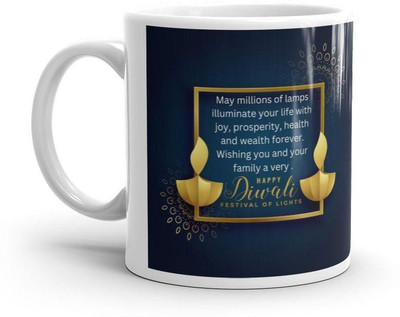 DesiArtNCraft Diwali Gift For Employees Special Quote Diwali Wishes Printed Ceramic Coffee Mug(330 ml)