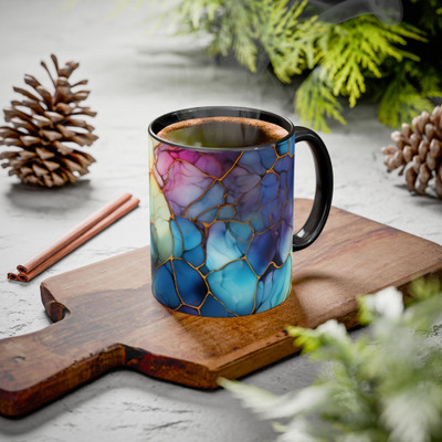 Vihaan Fashions Abstract Marble Art Coffee, 1439-Black Ceramic Coffee Mug(330 ml)