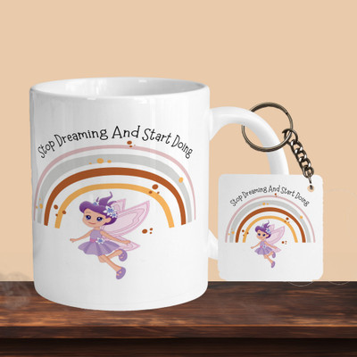 Hunter Studio 101_Stop Dreaming And Start Doing Fairy Tail R-S Ceramic Coffee Mug(330 ml, Pack of 2)