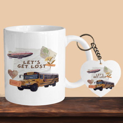 VM MALL 101_Lets Get Lost R-H Ceramic Coffee Mug(330 ml, Pack of 2)