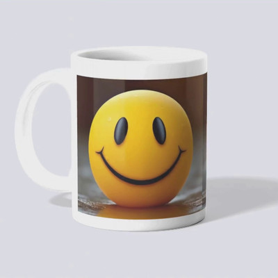 makekart Timeless Smiley Design Ceramic - Express Yourself Ceramic Coffee Mug(325 ml)
