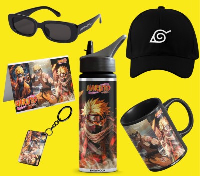 TheWhoop 6in1 Anime Naruto Combo Pack of 1 Bottle,1 Keychain,1 Card, 1 Cap 1 Sunglass &1 Ceramic Coffee Mug(350 ml, Pack of 6)