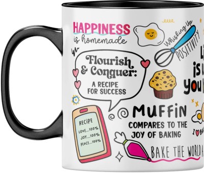 YuBingo Bake the World - Dessert Lover's Coffee Cup, Baking Motivation Ceramic Coffee Mug(310 ml)