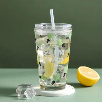 Sphronal Mason Jar with Lid and Straw, Cartoon Pattern,/Cup Creative Multipurpose Dri Glass Mason Jar(350 ml)