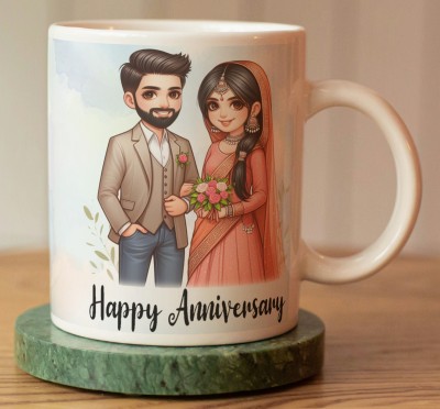 KUCHILA Happy Wedding Anniversary My Love Gifts for Husband, Wife, Girls, Boys Ani159 Ceramic Coffee Mug(310 ml)