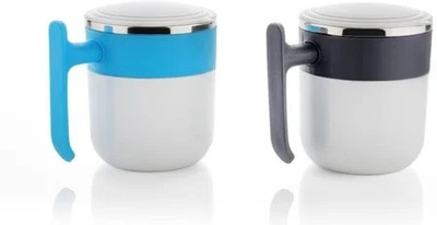 Somkala presents a combo pack of 2 Stainless Steel Coffee Stainless Steel, Plastic Coffee Mug(350 ml, Pack of 2)