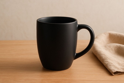 Project Aranya Handcrafted Black Pottery|GI-Tagged Nizamabad Clay Coffee/Tea Cup Ceramic Coffee Mug(350 ml)