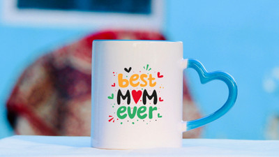 PRINT YOUR DREAM Best Mom Ever Ceramic Printed heart handle Coffee Ceramic Coffee Mug(330 ml)