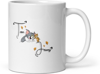 THE MEHRA CREATION Tom and jerry, gift your love once-white ceramic coffee mug325ml Ceramic Coffee Mug(325 ml)