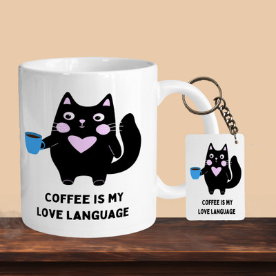 VM SHOPPING MALL Coffee Is My Love Langugage R-R Ceramic Coffee Mug(330 ml, Pack of 2)