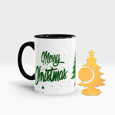 Fifth and Moon C-BLK-TREE-04 Ceramic Coffee Mug(320 ml, Pack of 2)