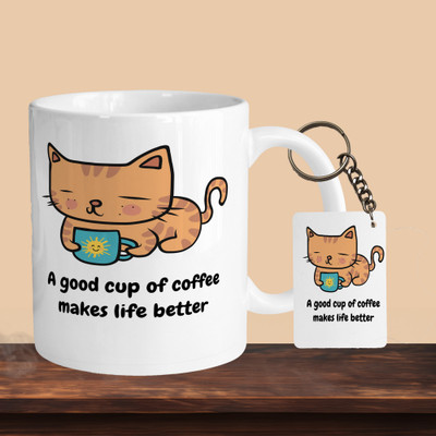 VM SHOPPING MALL A Good Cup Of Coffee Makes Life Better R-R Ceramic Coffee Mug(330 ml)