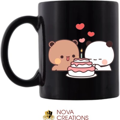 Nova Creations Cute Bear Panda Happy Birthday Ceramic Coffee Mug(325 ml)