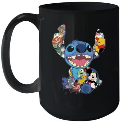 craft maniacs STITCH DISNEY BLK MUG PRINTED 330 ML BLK MUG FOR STITCH LILO LOVERS Ceramic Coffee Mug(330 ml)