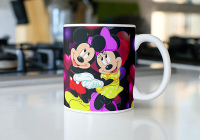 Manorath Mickey Mouse Minnie Mouse Printed Ceramic Ceramic Coffee Mug(345 ml)
