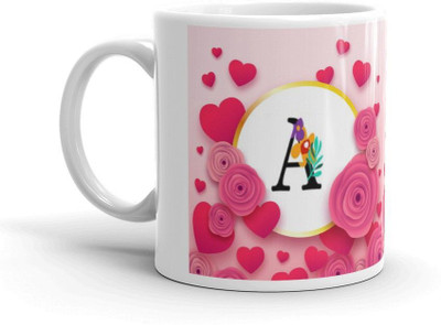 Fifth Creations Name Letter Alphabet A Printed Coffee mug Ceramic Coffee Mug(330 ml)