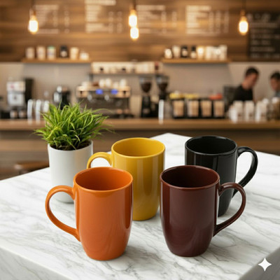 Elegaci Gifts Mug Crockery Set of 4 For Diwali Festival ,Coffee, Conical For Kitchen Ceramic Coffee Mug(350 ml, Pack of 4)
