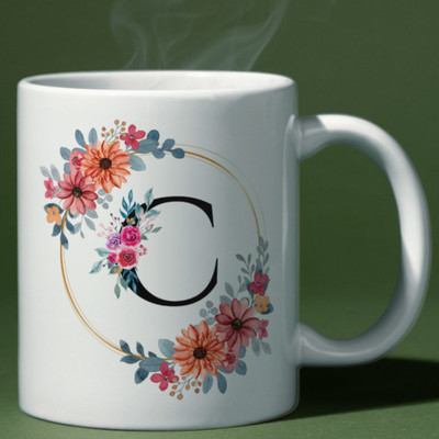 Valenza Gifts Birthday Gift, 'C' Alphabate and KeyChain , Gift For Brother, Sister, Friend Ceramic Coffee Mug(350 ml, Pack of 2)