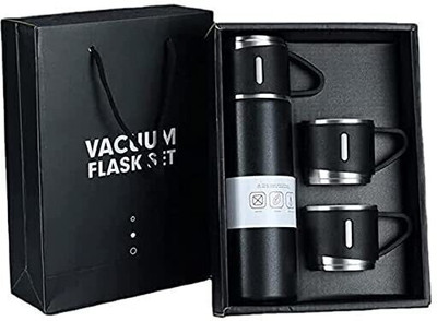 duas Vacuum Flask Set with 3 Steel Cups Combo for Coffee Hot Drink and Cold Water, SS Stainless Steel Coffee Mug(500 ml)