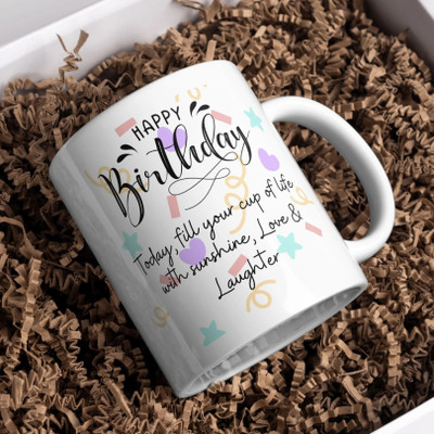 FiftyOne Hub Photo and Text Ceramic/ Cup for Birthday, birthday gift cup Ceramic Coffee Mug(350 ml)