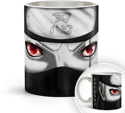 ON TREND Kakashi Black Design Printed Ceramic Coffee Mug(325 ml)