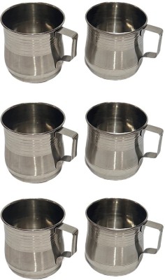 Dynore Single Wall Tool Touch Unique Belly Shape Tea/Coffee - Set of 6 Pcs Stainless Steel Coffee Mug(180 ml, Pack of 6)