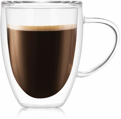 Baskety Borosilicate Coffee, 350ml Pack of 1 i03 Glass Coffee Mug(350 ml)