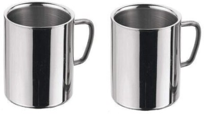 SAMEEP Stainless Steel Sober Double Wall Coffee Cup Set of 2 Pieces( 250 ml) Stainless Steel Coffee Mug(250 ml, Pack of 2)