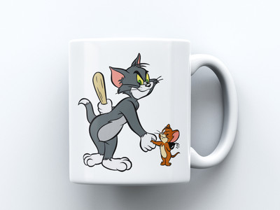 DGG Tom and Jerry Coffee Cartoon Printed Ceramic (330 ml) Ceramic Coffee Mug(330 ml)