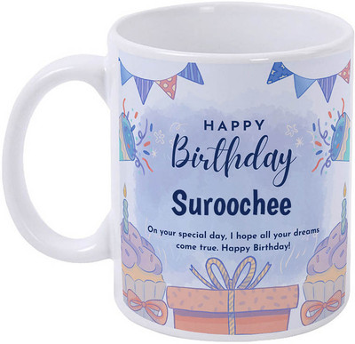GIFTUATION Happy Birthday Suroochee / Gift for Birthday Ceramic Coffee Mug(325 ml)