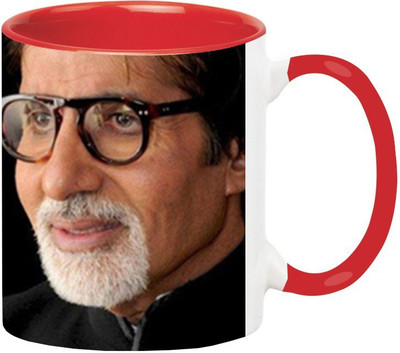 ARTBUG Amitabh Bachan Ceramic -522-Red Ceramic Coffee Mug(350 ml)