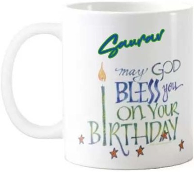 Exocticaa Happy Birthday Gift for Saurav HBD Quote 096 Ceramic Coffee Mug(325 ml)